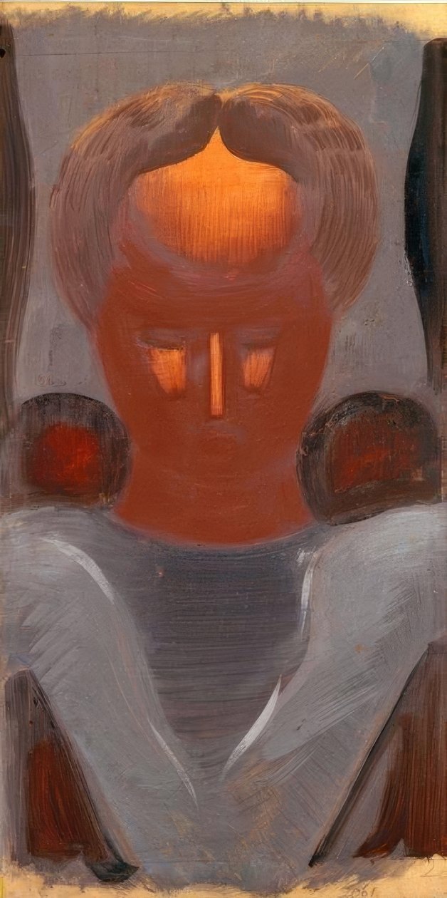 Hode med en opplyst panne av Oskar Schlemmer