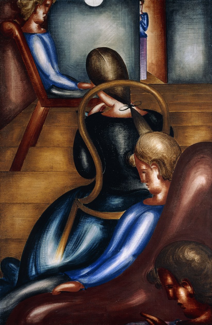 stor stillesittende gruppe 1; Stor sittegruppe 1 av Oskar Schlemmer