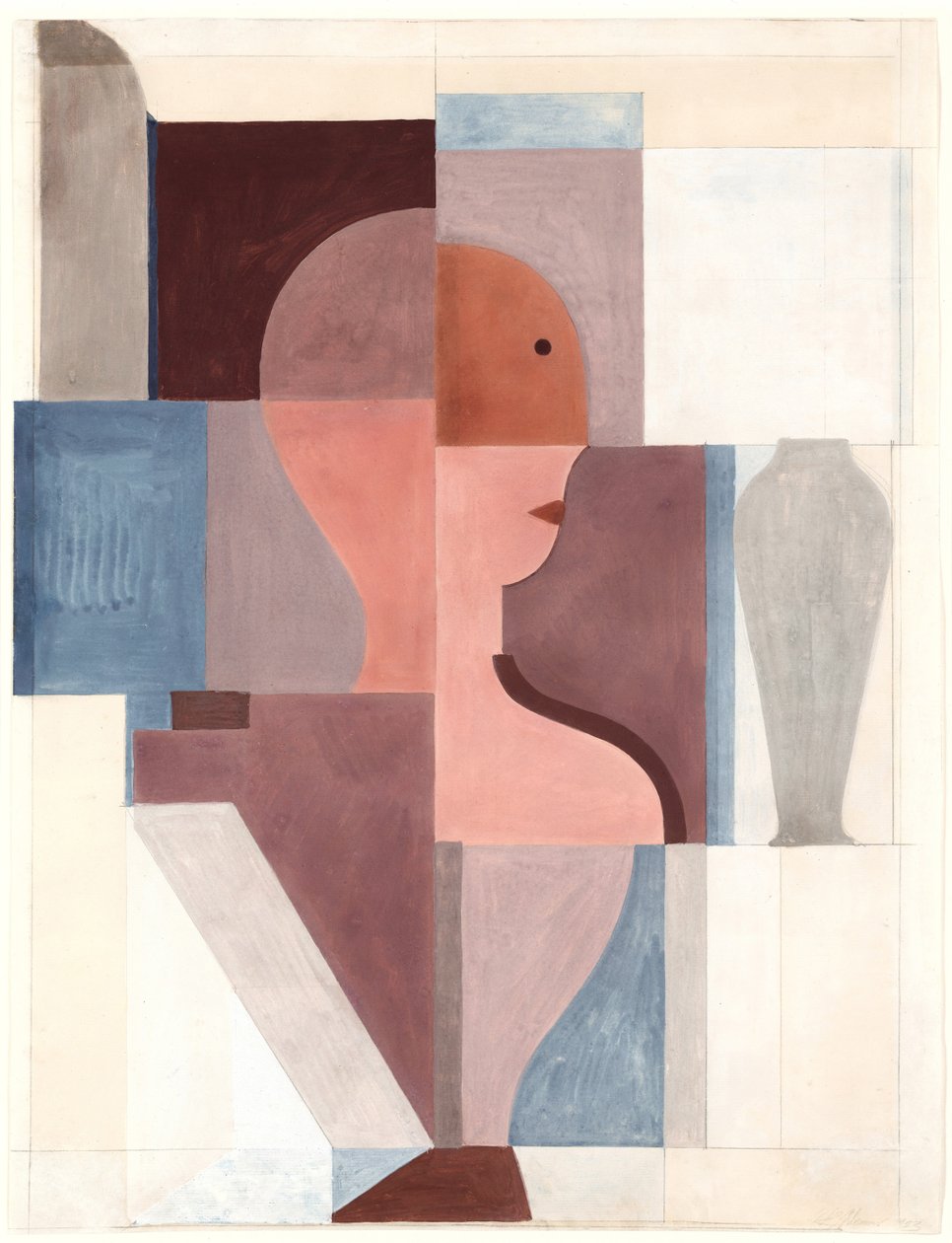 Delt halvfigur til høyre, 1923. av Oskar Schlemmer