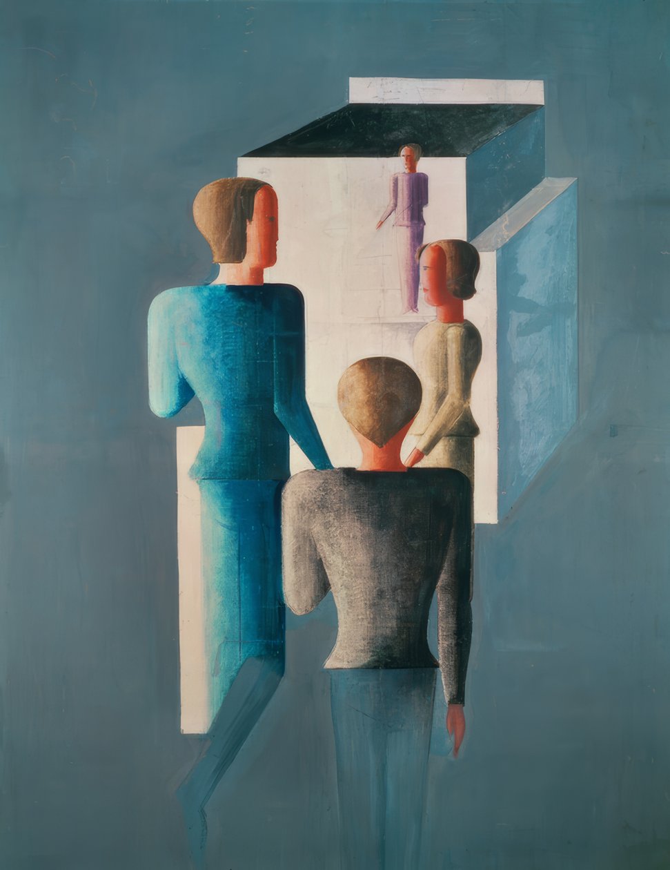 Fire figurer og en kube av Oskar Schlemmer