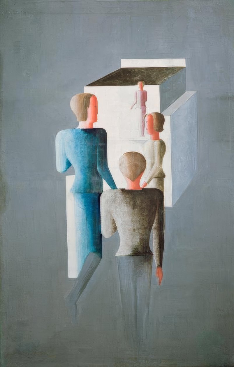 Fire figurer og en kube av Oskar Schlemmer