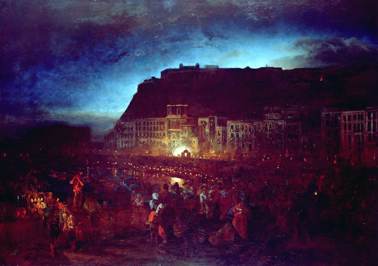 St. Lucia-festivalen i Napoli, 1874 av Oswald Achenbach