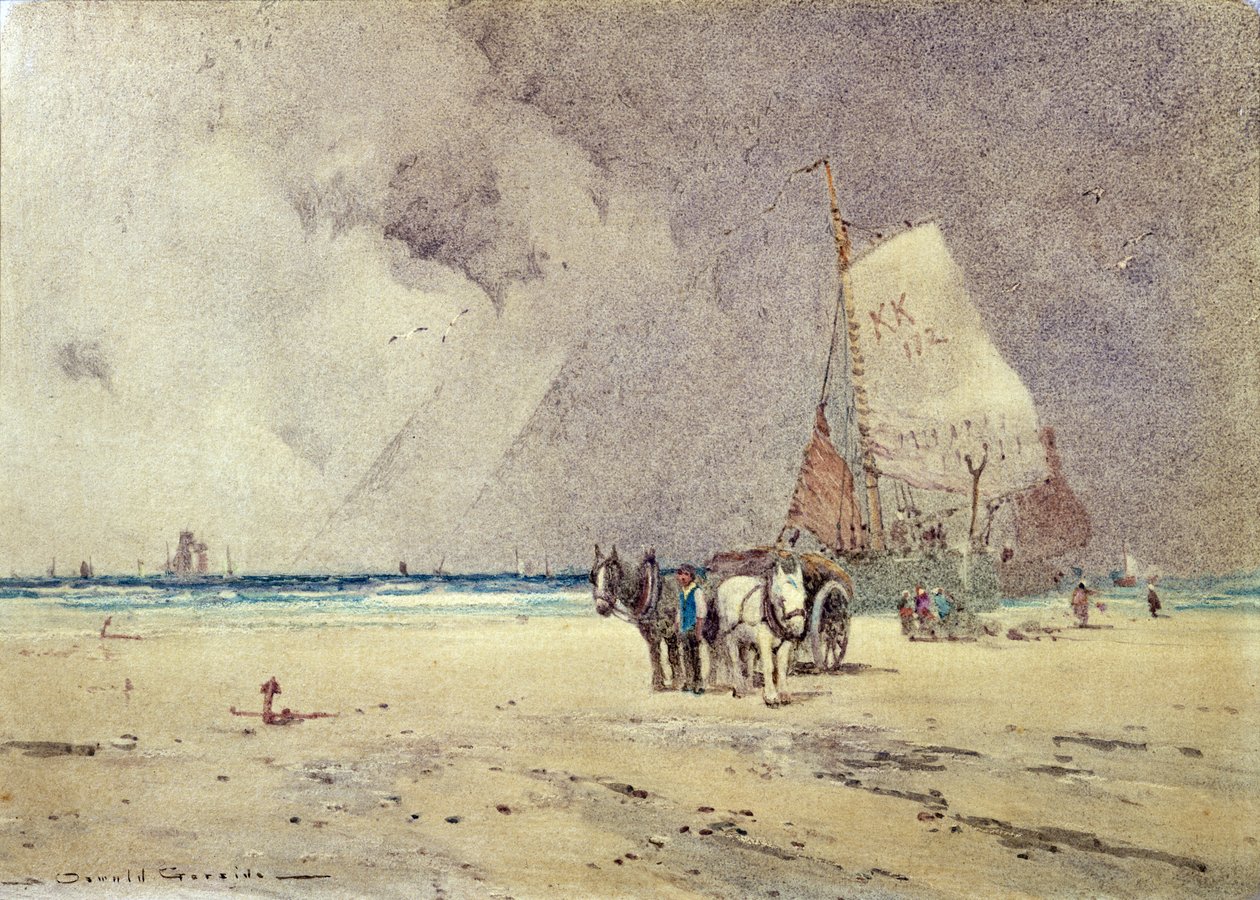 Vinterstrandscene av Oswald Garside