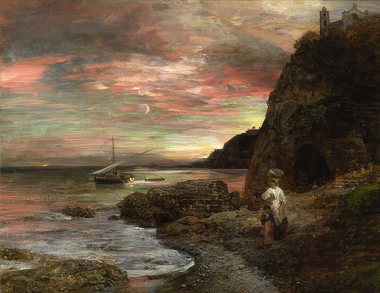 Kveldssol på Posillipo av Oswald Achenbach