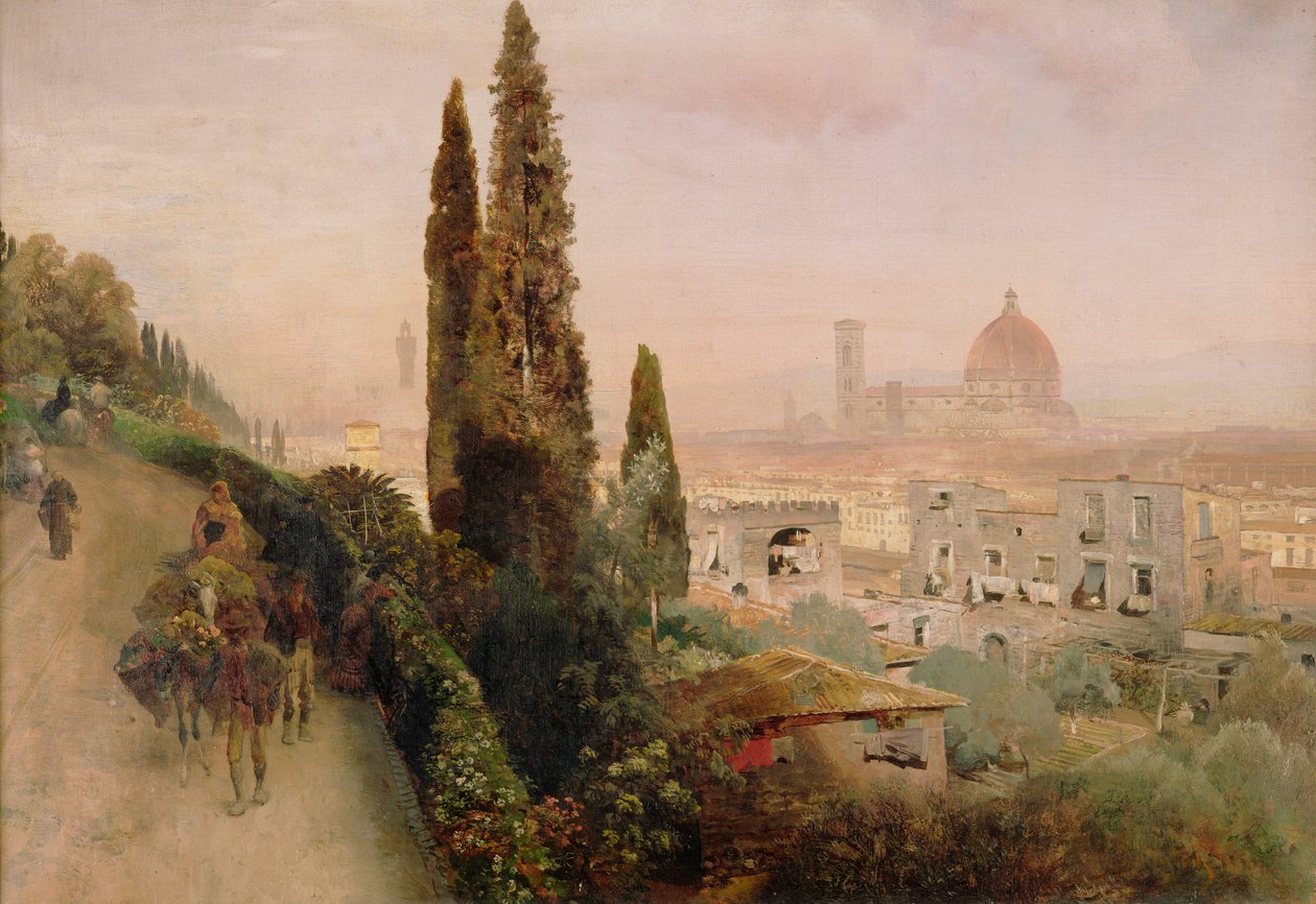 Firenze (olje på lerret) av Oswald Achenbach