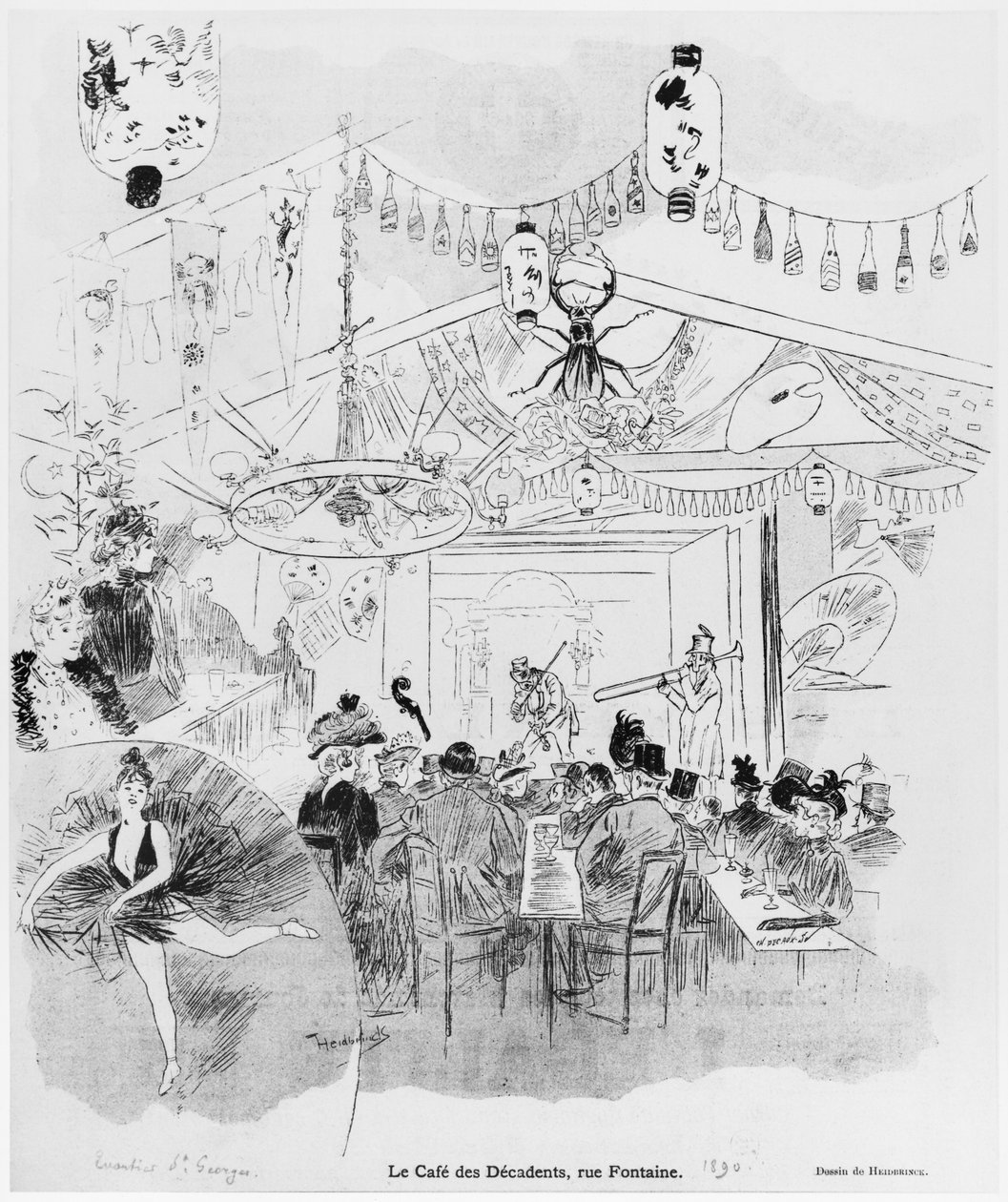 Cafe des Decadents, 16bis rue Fontaine, Paris, 1890 av Oswald Heidbrinck
