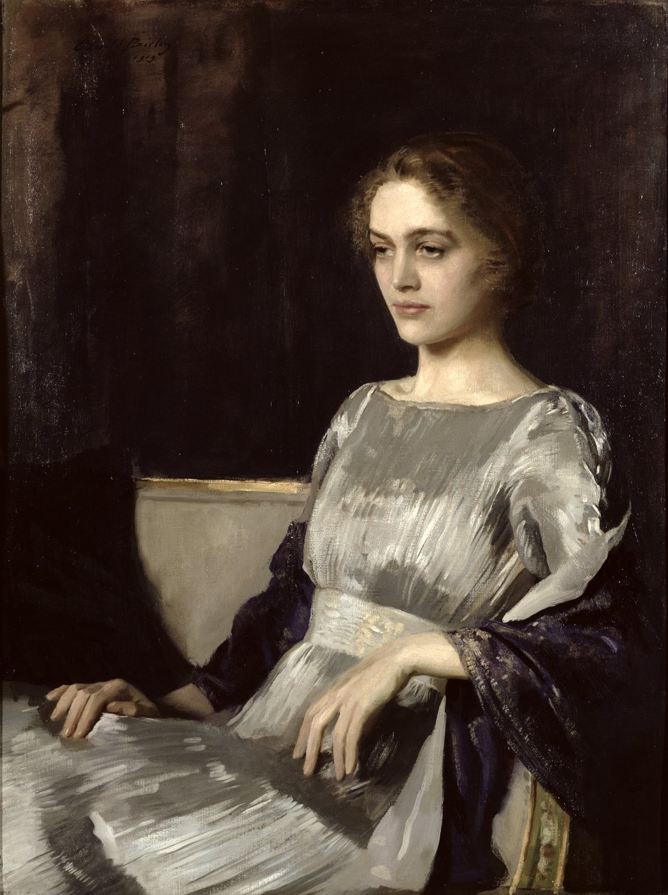 Frøken Muriel Gore i en Fortuny-kjole av Oswald Hornby Joseph Birley