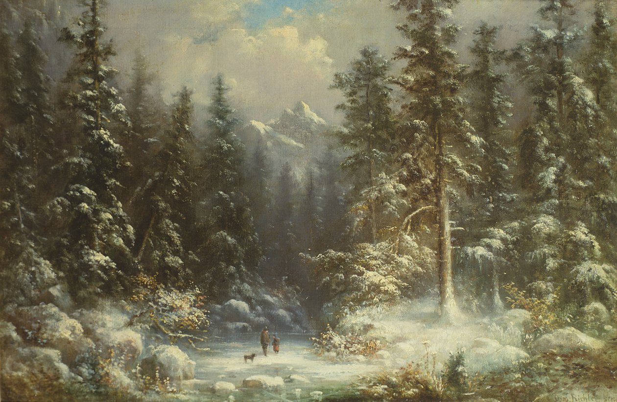 Forest Snow Scene, 1800-tallet av Oswald Richter