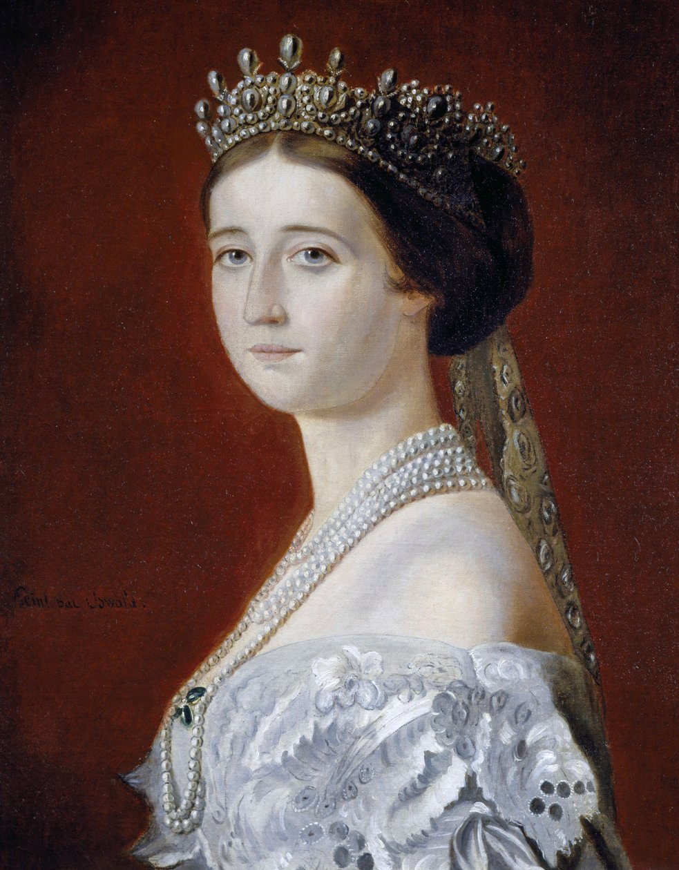 Portrett av Eugenie de Montijo (1826-1920), keiserinne av Frankrike, kopi av Oswald Brierly (olje på lerret) av Oswald Walters Brierly