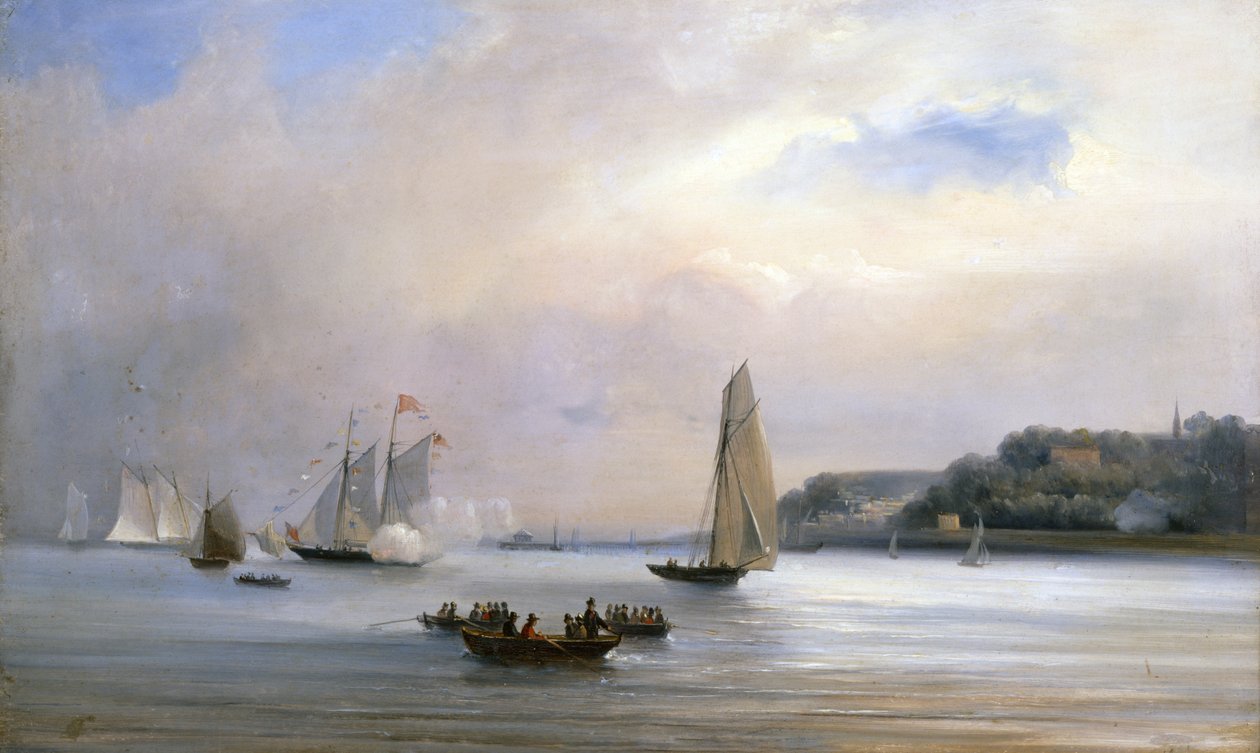 The Anglo-American Yacht Race rundt Isle of Wight, 22. august 1851 (olje på lerret) av Oswald Walters Brierly