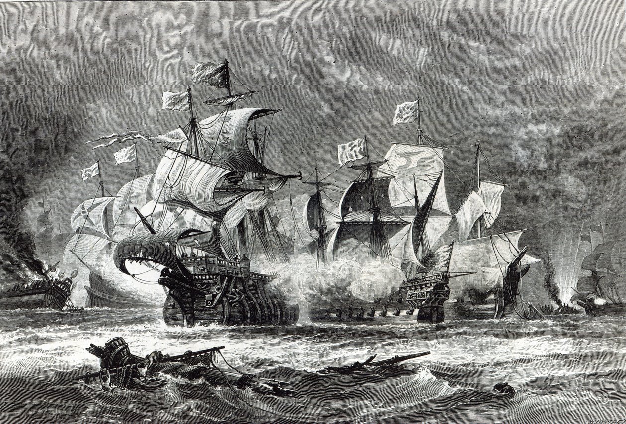 The Vanguard, under Sir William Winter, engasjerte den spanske armadaen, fra 