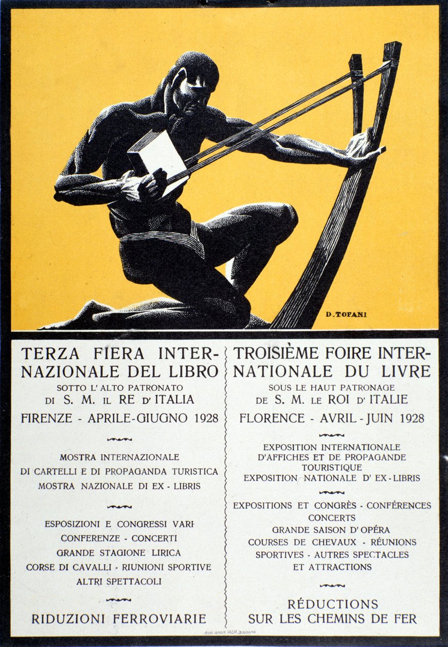 Reklameplakat for bokmessen i Firenze, april juni 1928 av Oswaldo (after) Tofani