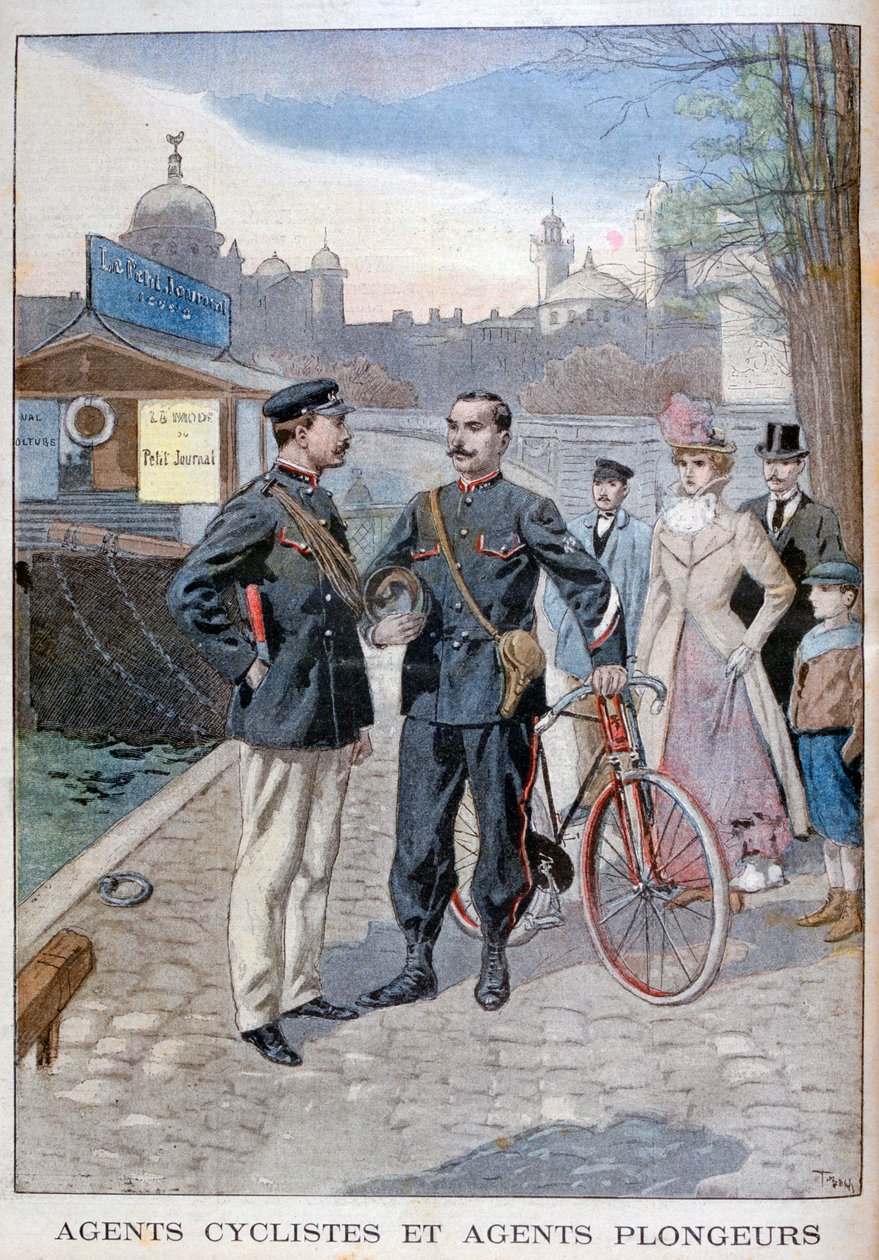 En sykkel- og vannpolitibetjent, Paris, 1900 av Oswaldo Tofani
