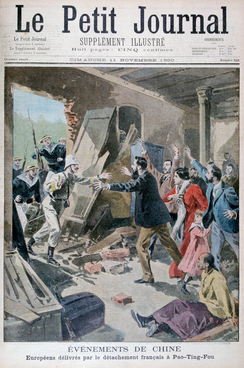 Europeere reddet av en avdeling av franske marinesoldater, Pao Ting Fou, Kina, 1900 av Oswaldo Tofani