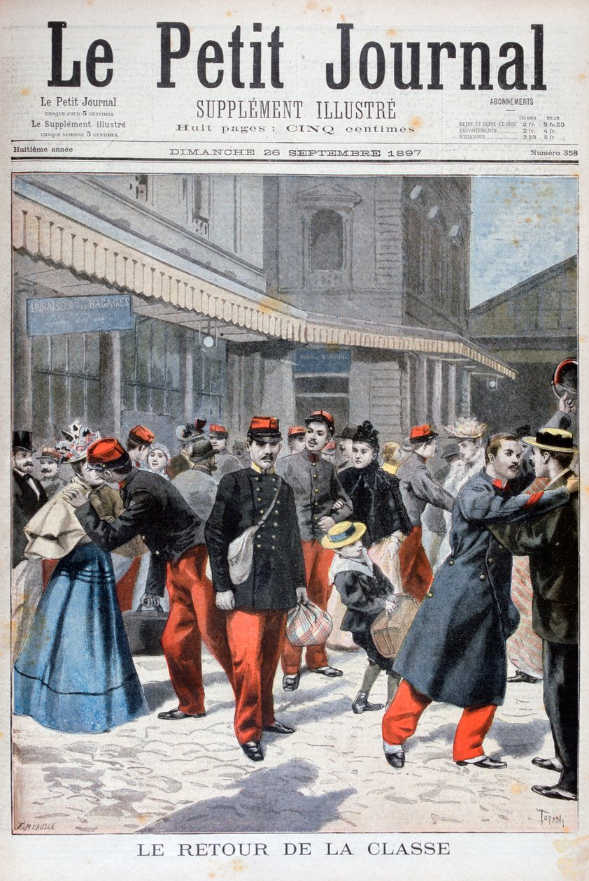 Franske soldater på vei hjem, Frankrike, 1897 av Oswaldo Tofani