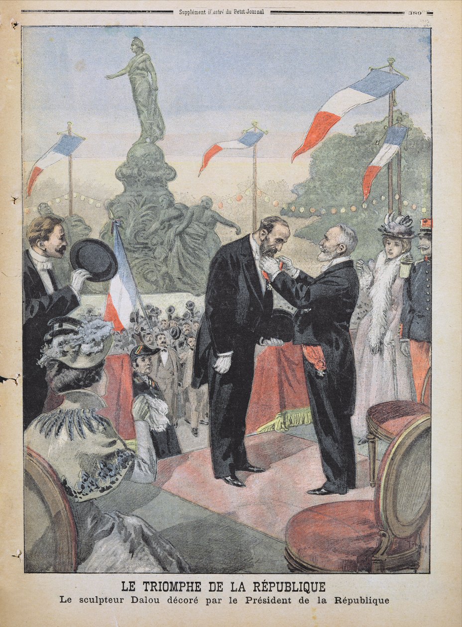 Jules Dalou (1838-1902) ble belønnet med medaljen til Legion of Honor av Emile Loubet (1838-1929) fra 