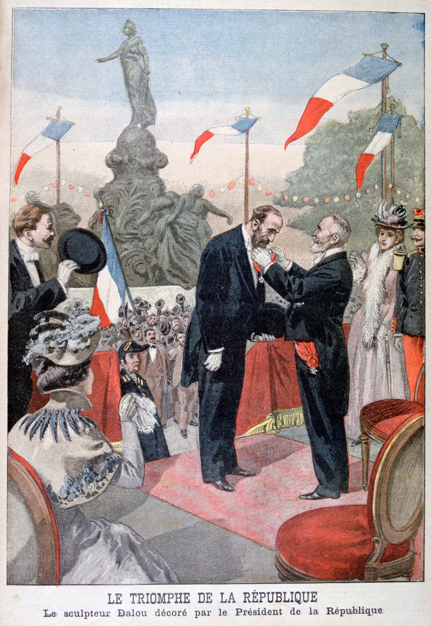 Jules Dalou ble belønnet med medaljen til Legion of Honor av Emile Loubet, 1899 av Oswaldo Tofani