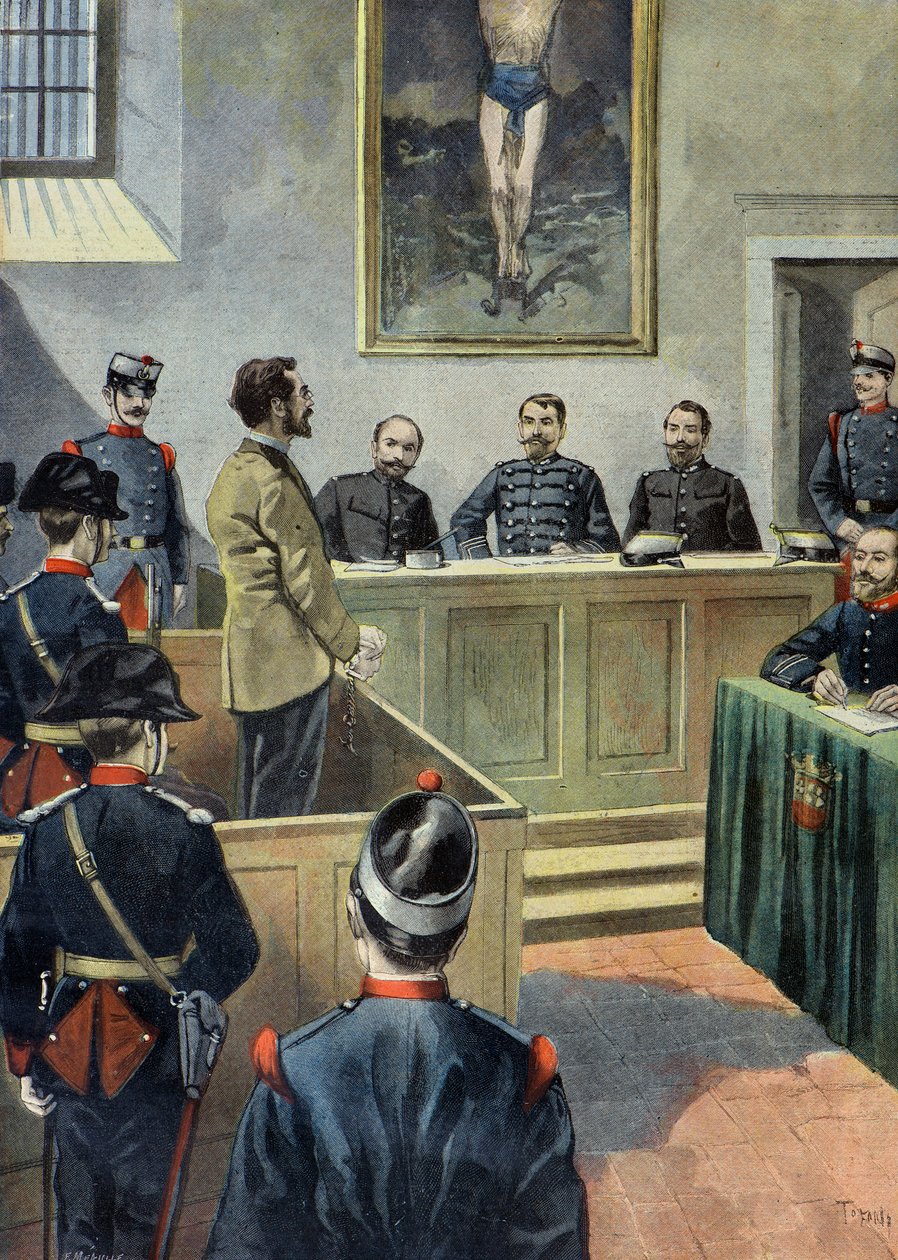 anarkisten Michele Angiolillo foran krigsrådet av Oswaldo Tofani