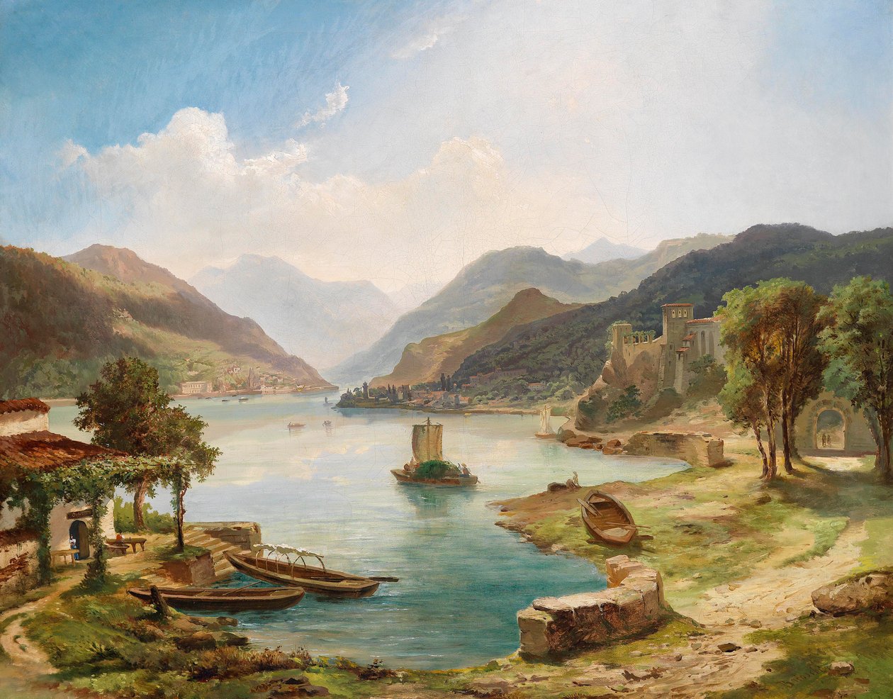 Norditaliensk sjølandskap av Othmar Brioschi