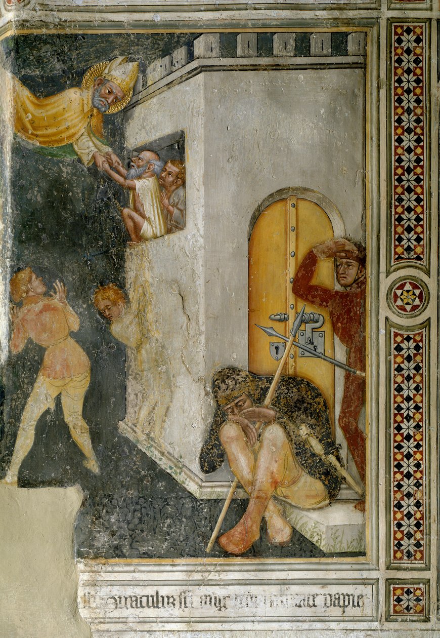 Miracle of Saint Augustine, en uskyldig fange blir løslatt (Fresco av Ottaviano Nelli