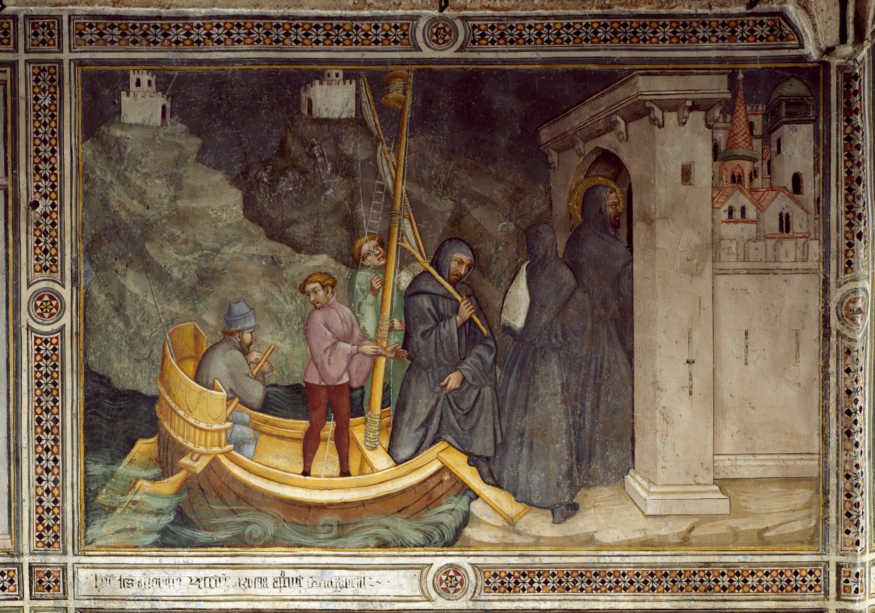 Saint Augustine dro til Tagasthe, fant et religiøst samfunn (Fresco av Ottaviano Nelli