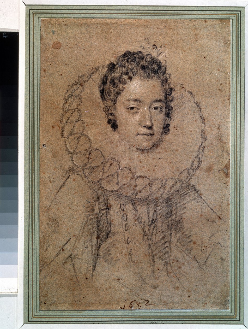 ""Portrett av en dame av aristokratiet"" hun bærer en bred krage (jordbær). Tegning av Ottavio Maria Leoni (1578-1630) 1612 Pushkin-museet, Moskva av Ottavio Mario Leoni