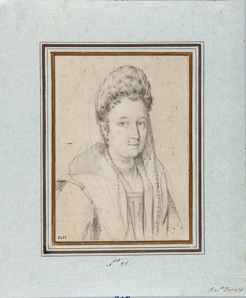 Portrett av Costanza Sforza di Santa Flora (1550-1617), hertuginne av Sora og hustru til Giacomo Boncompagni Tegning av Ottavio Leoni (1578-1630) Genes, Musei di Strada Nuova, inv 2431 av Ottavio Mario Leoni