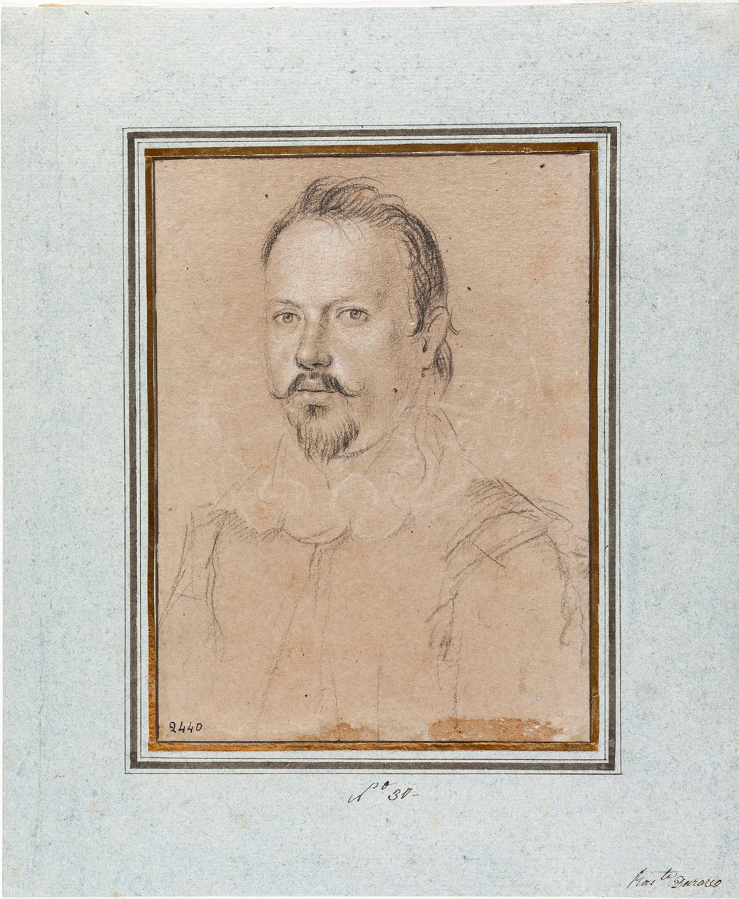 Portrett av Vincent I av Gonzague, hertugen av Mantua (Vincenzo I Gonzaga, hertugen av Mantua) (1562-1612) Tegning av Ottavio Leoni (1578-1630) Genes, Musei di Strada Nuova, inv 2440 av Ottavio Mario Leoni