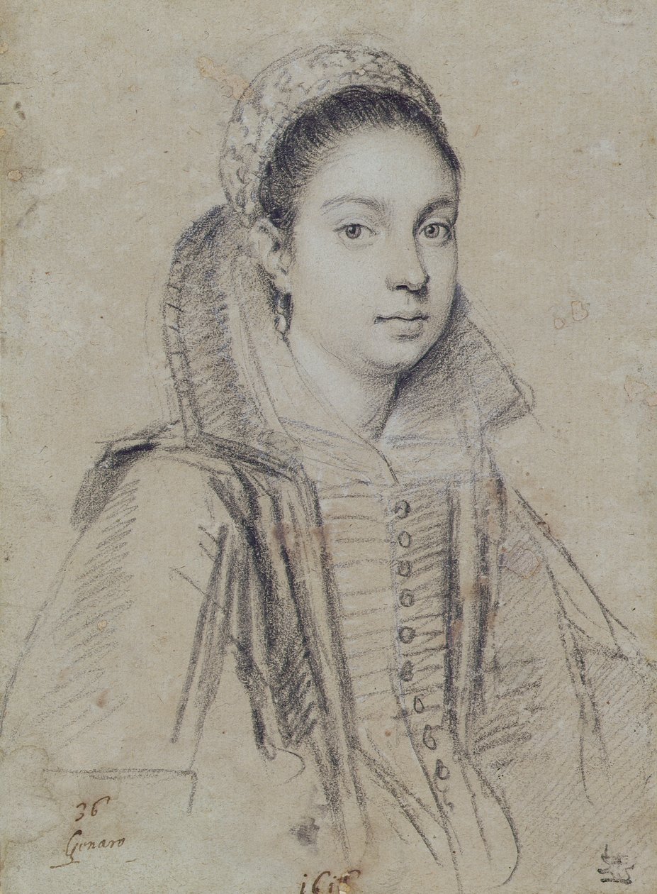 Portrett av en dame (blyant på papir) av Ottavio Mario Leoni