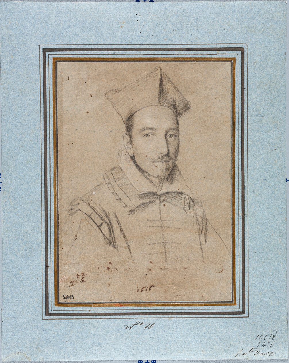 Portrett av prelat sannsynligvis kardinal Francesco Maria Bourbon Del Monte Santa Maria (1549-1627) Tegning av Ottavio Leoni (1578-1630) 1616 Genes, Musei di Strada Nuova, Fondo Disegni, inv 2418 av Ottavio Mario Leoni