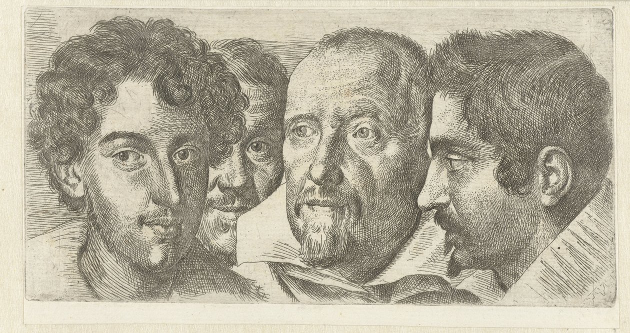 Portret van Cosimo Orsino, Cesare Bartolotti, Sigmund Laire og en selvportret av Ottavio Leoni av Ottavio Mario Leoni