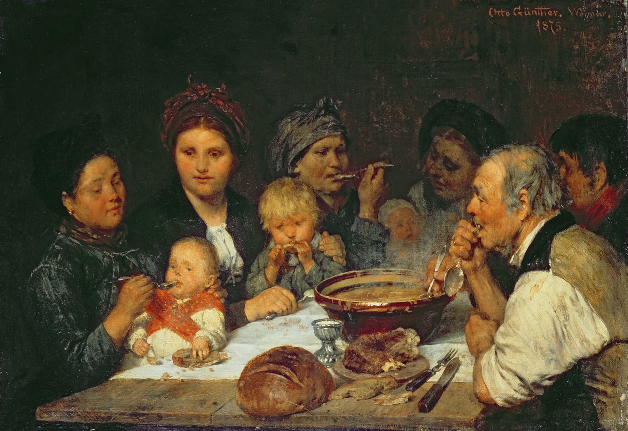 Arbeidere ved et bord, Thueringen, 1875 av Otto Edmund Guenther