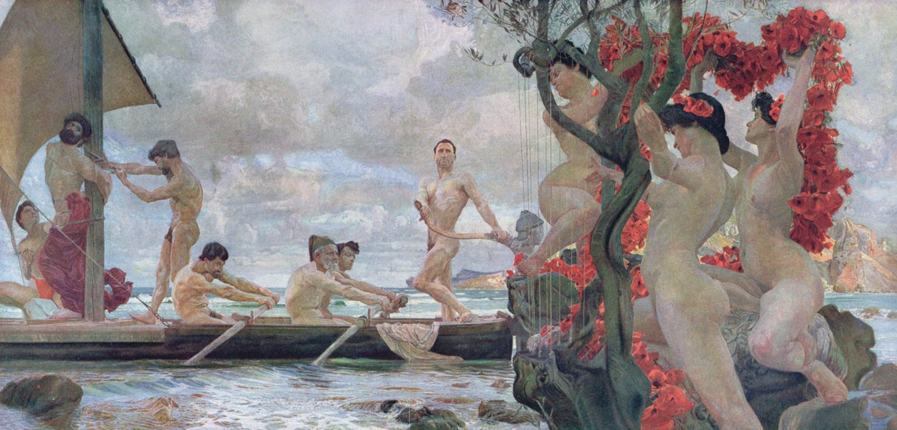 Ulysses og sirenene, ca. 1900 av Otto Greiner