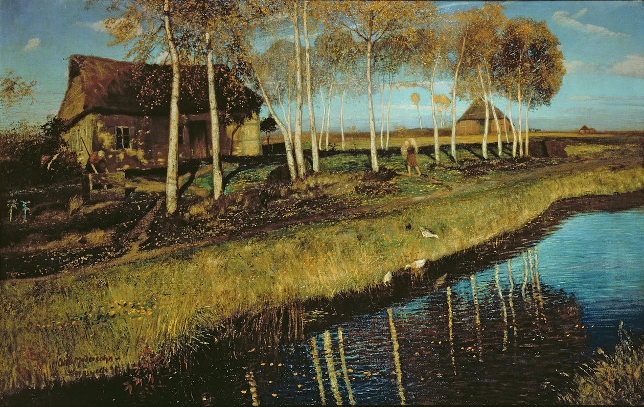 Høstmorgen på kanalen av Otto Modersohn
