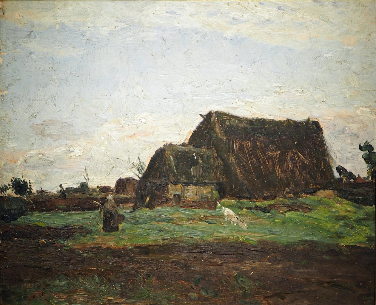 Moorkate med kone og geit av Otto Modersohn