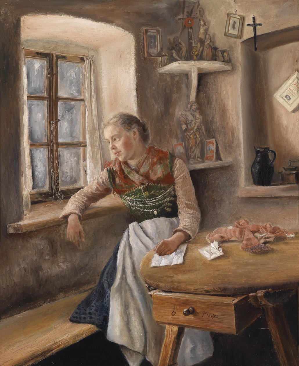 Jente ved vinduet av Otto Piltz