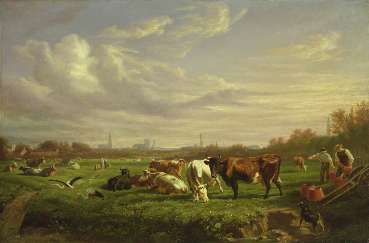 Eng med byen Dammtor bak, 1856 av Otto Speckter