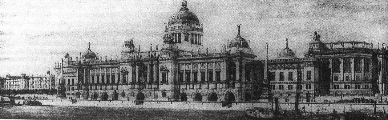 Ikke -vinnende oppføring for konkurranse om parlamentsbygningen i Budapest (1883) av Otto wagner and partners