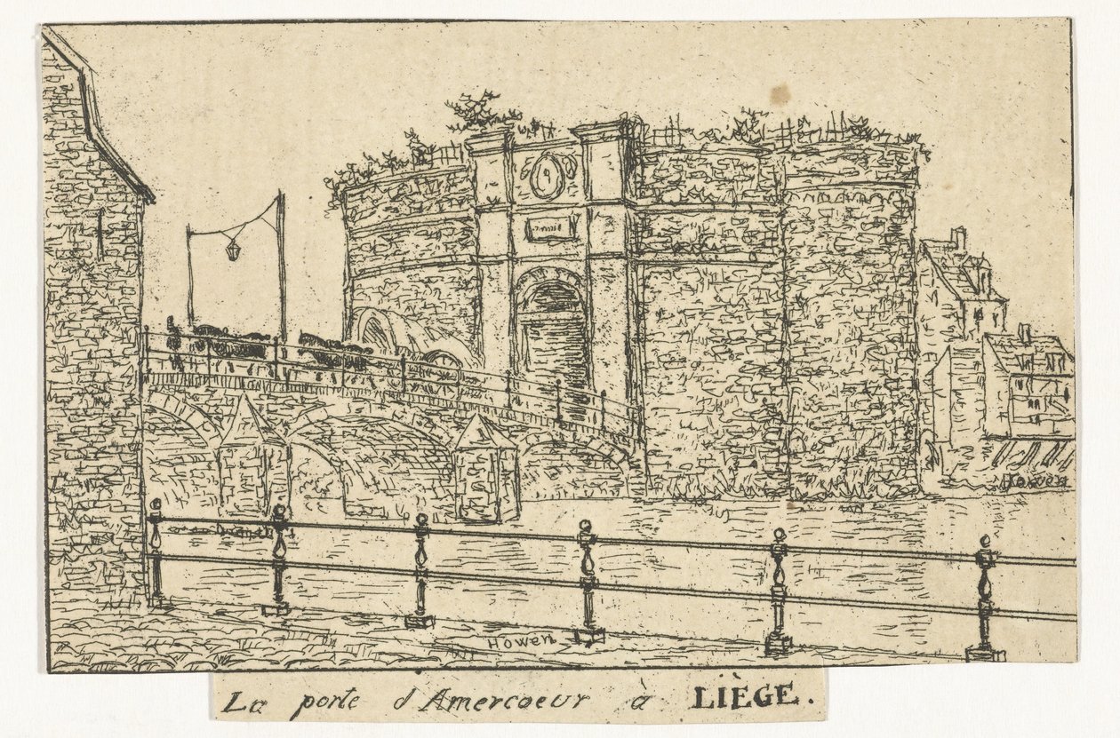 Amercoeurpoort te Luik Amercoeur-porten i Liège (tittel på objekt) av Otto Baron Howen