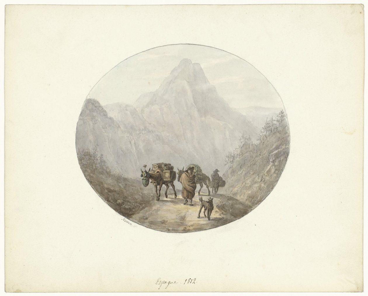 Fjelllandskap i Spania, med esler av Otto Baron Howen