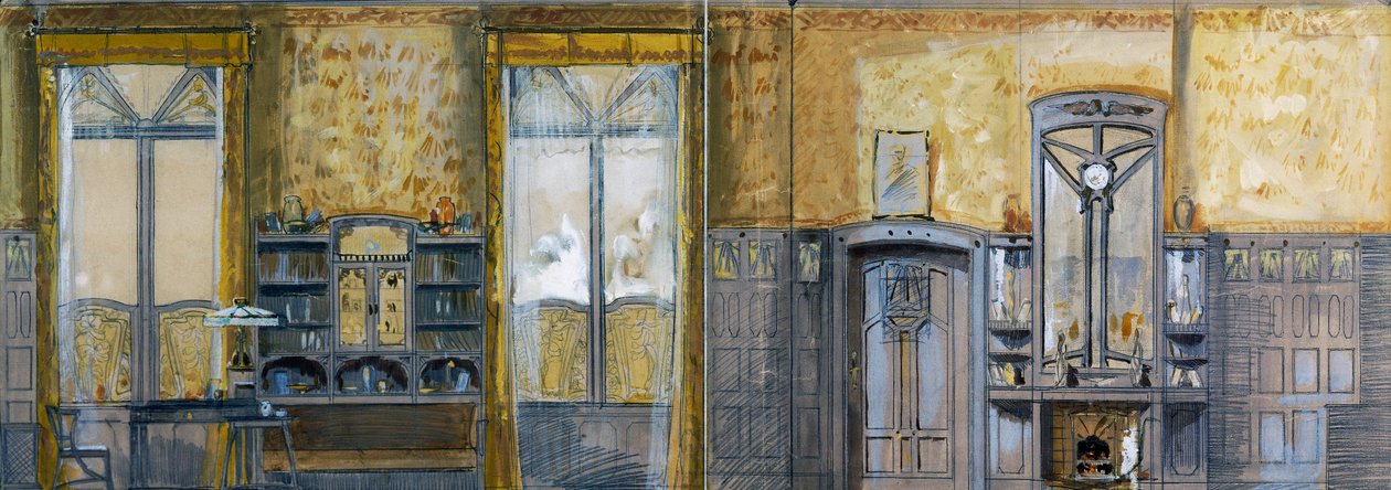 Prosjekt for studier av storhertug Ernst Ludwig von Hessen-Darmstadt (1868-1937), designet av Otto Eckmann (1865-1902). 1800-tallet av Otto Eckmann