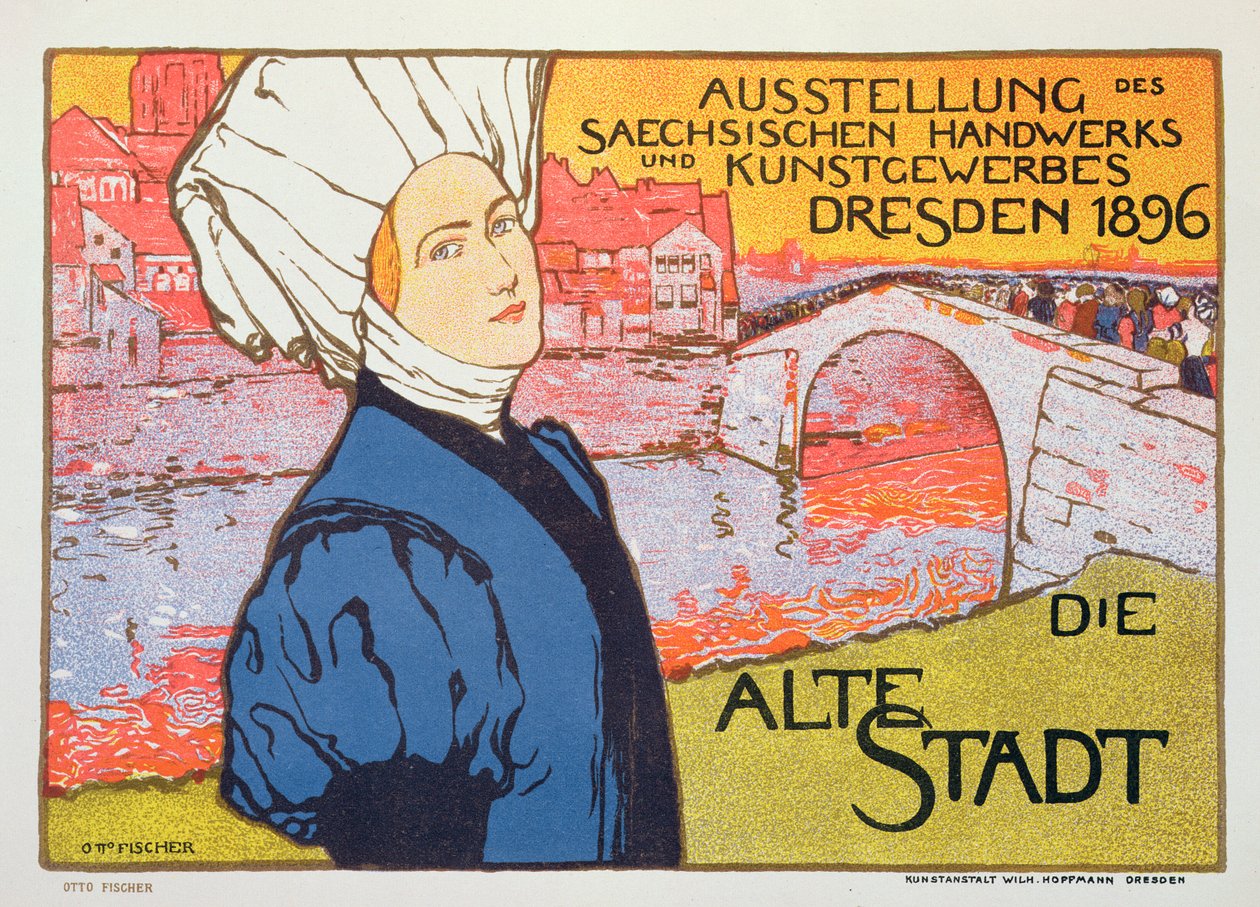 Plakat for kunst- og håndverksutstillingen i Dresden, Tyskland av Otto Fischer