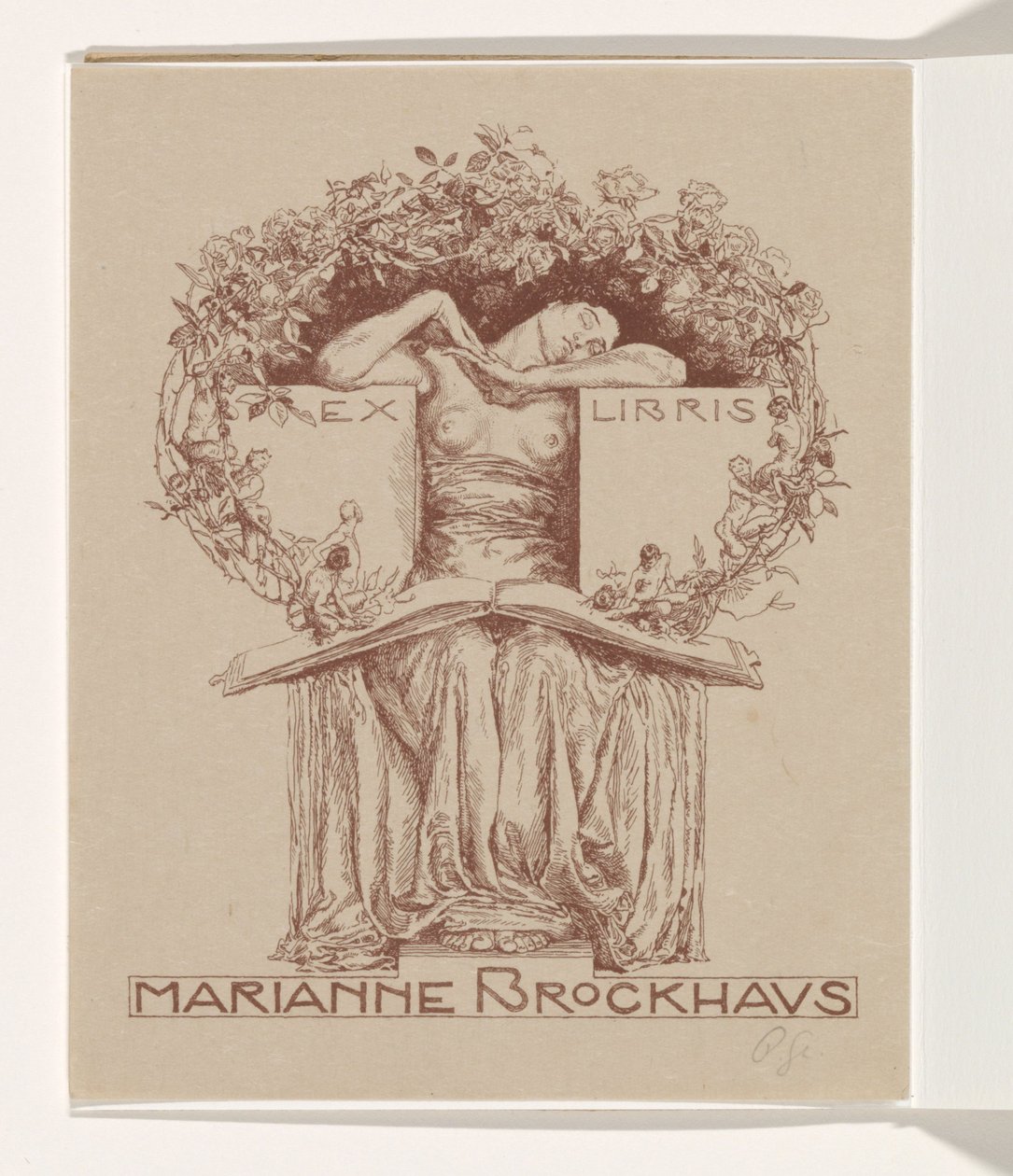 Ex-libris av Marianne Brockhaus av Otto Greiner (signed by artist)
