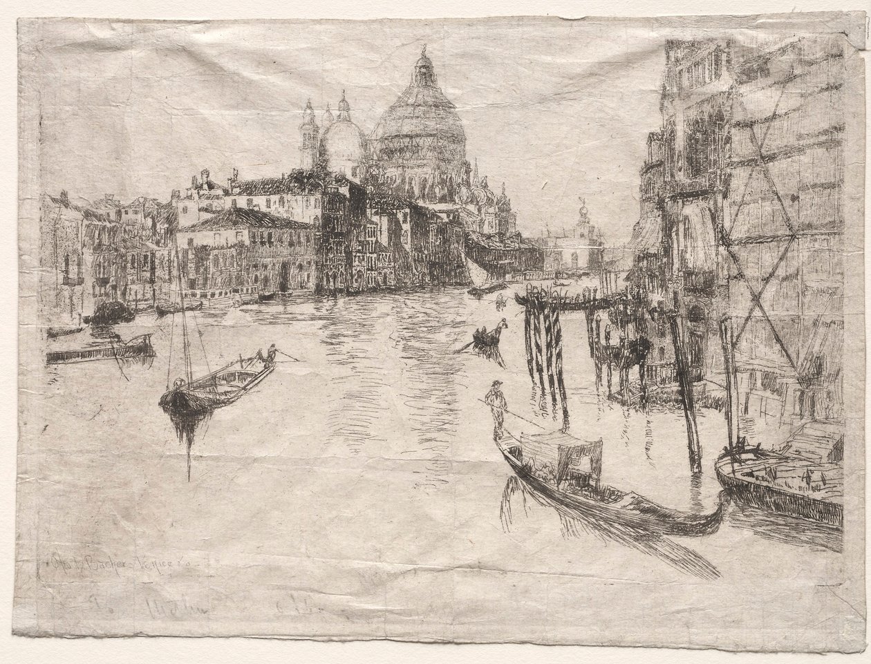 Inngang til Canal Grande, Venezia, 1880. av Otto H. Bacher