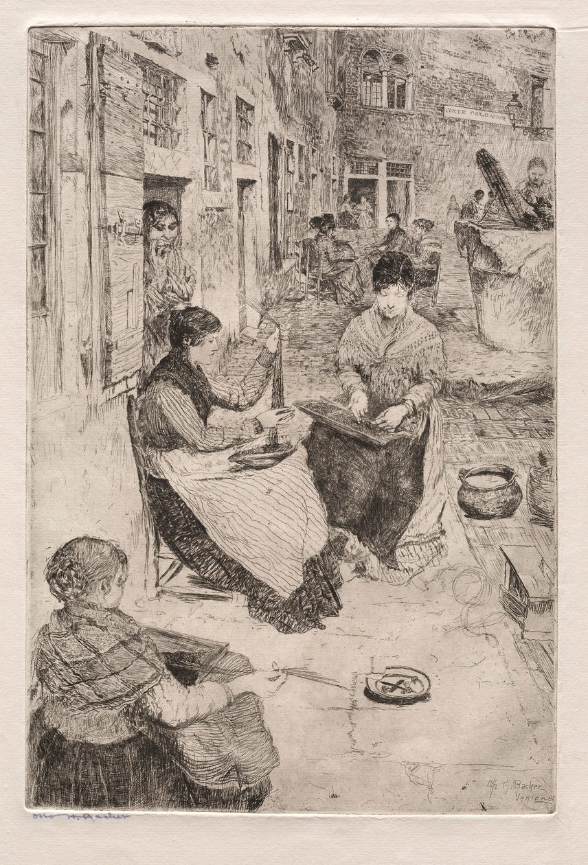 Etchings of Venice: Bead Stringers, 1882. av Otto H. Bacher
