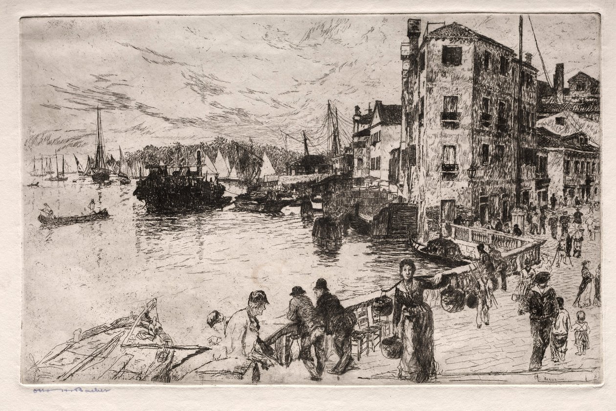 Etsninger av Venezia: Castello Quarters, Riva, 1800-tallet. av Otto H. Bacher
