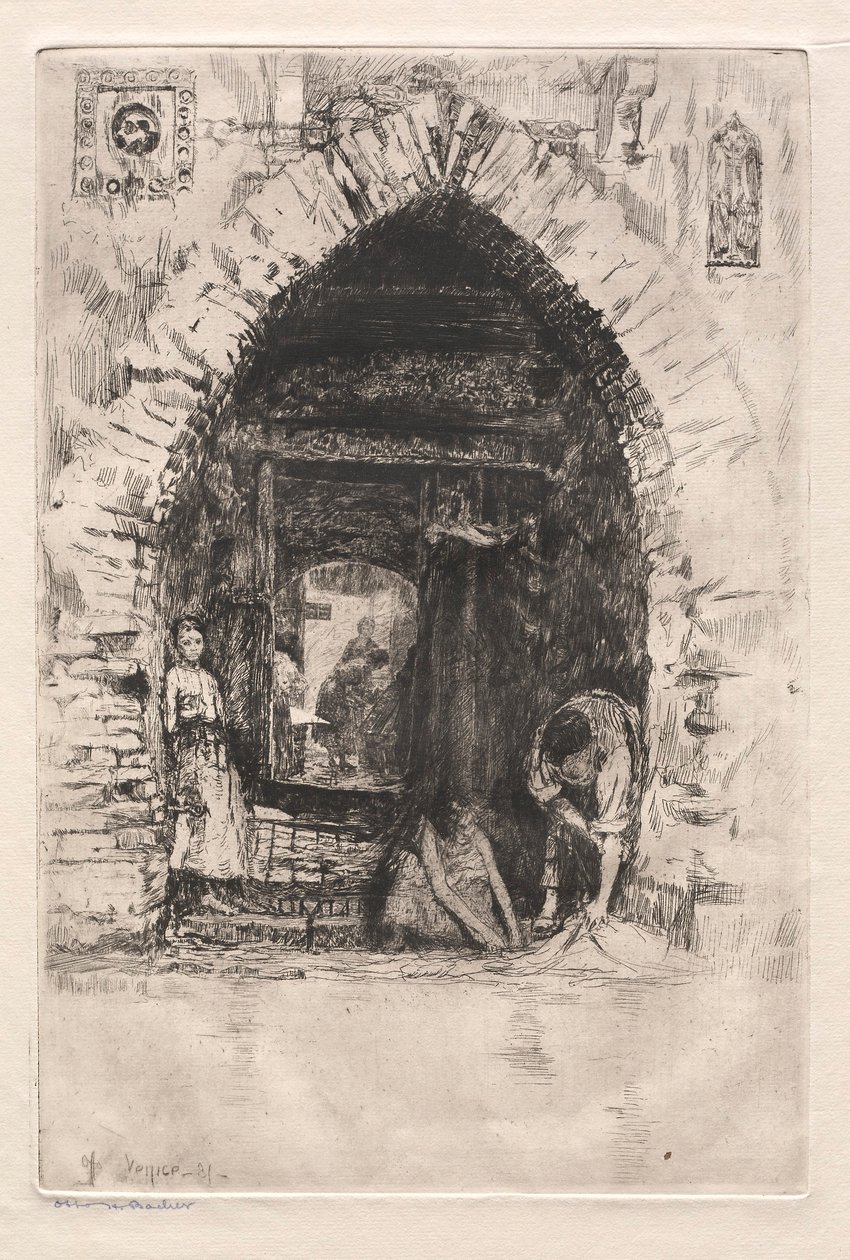 Etchings of Venice: Laundry, 1881. av Otto H. Bacher