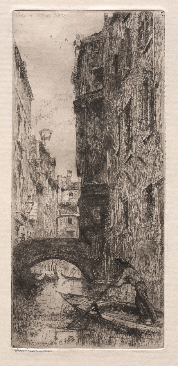 Etsninger av Venezia: Ponte del Pistor, Venezia, 1880. av Otto H. Bacher