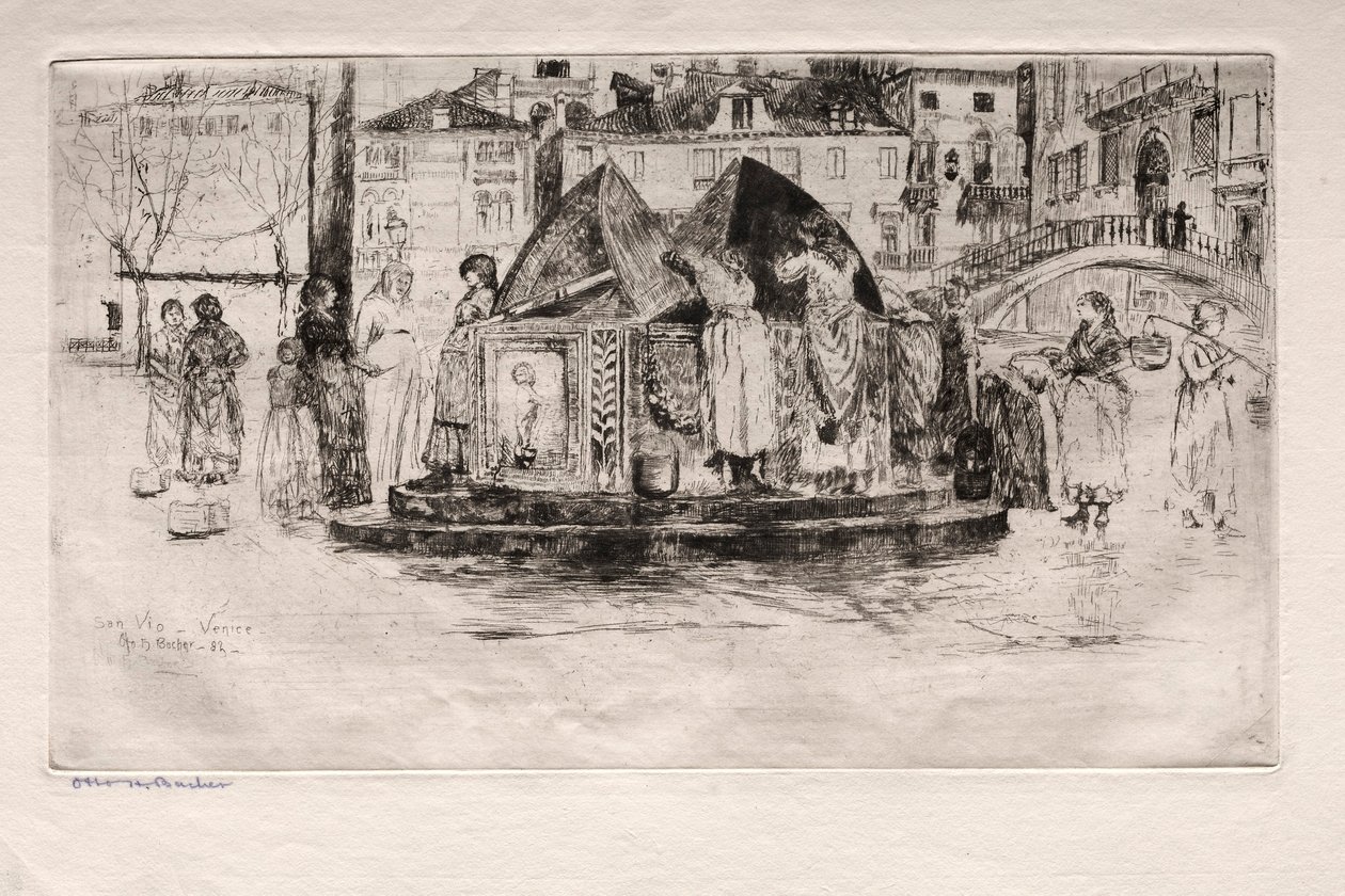 Etsninger av Venezia: Pozzo San Vio, 1882. av Otto H. Bacher