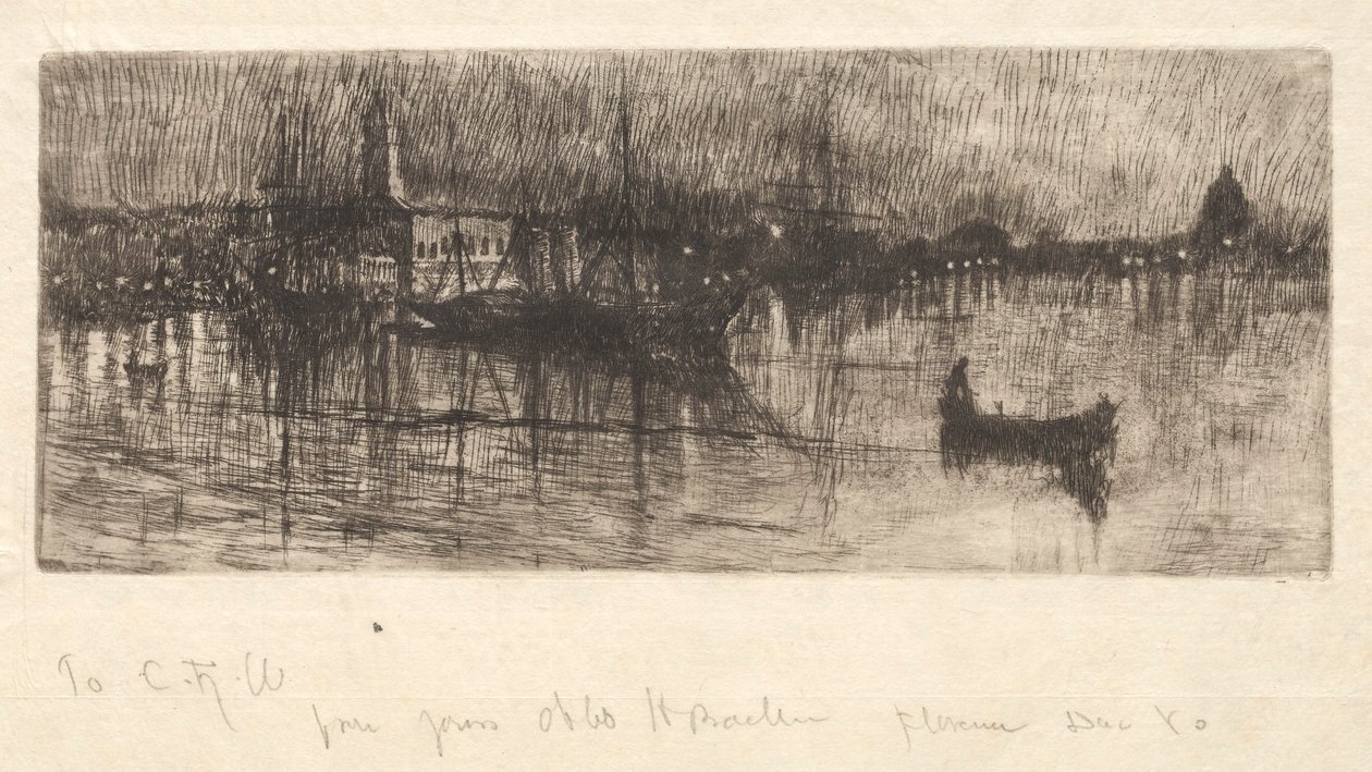 Regnfull natt, Venezia, 1880. av Otto H. Bacher